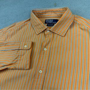 Polo Ralph Lauren Shirt Mens XL Orange Striped Westerton Button Up Cotton Casual